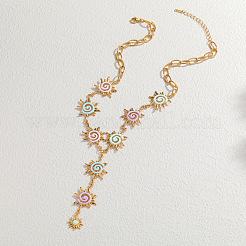 Boho-Y-Halsketten aus buntem emailliertem Sonnenblumen-Edelstahl (304) für Damen&nbsp;WGB3238-02