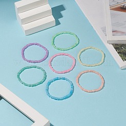Set di braccialetti elastici con perline di semi di vetro da 7 pz e 7 colori per donna&nbsp;BJEW-JB09164