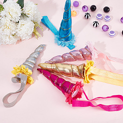 5 Stück 5 Farben Stoff-Stirnbänder aus Einhornhorn für Kinder&nbsp;OHAR-DR0001-01