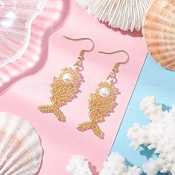 Pendientes colgantes con cuentas de vidrio en forma de espiga de pescado&nbsp;EJEW-MZ00439-04