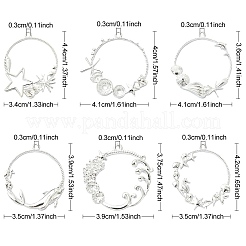 12 Stück 6 Stile Ozean-Stil Legierung offene Rückseite Lünette Anhänger&nbsp;FIND-YW0004-47
