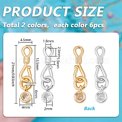 12 Stück 2 Farben Messing Micro Pave klare Zirkonia Haken und S-Haken Verschlüsse&nbsp;KK-PH0013-34