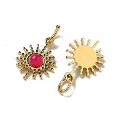 Placage ionique (IP) en acier inoxydable 304 avec pendentifs en pierres précieuses naturelles et synthétiques&nbsp;STAS-G351-22G