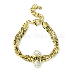 Pulsera multihilo de triple capa con cadenas de palomitas de maíz de acero inoxidable 304&nbsp;BJEW-Q775-09G