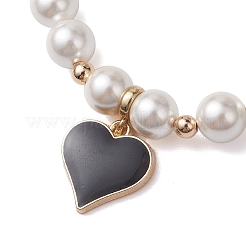 Braccialetti con ciondoli in ottone smaltato nero&nbsp;BJEW-JB10649-02