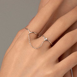 925 Sterling Silber mit Zirkonia offene Manschette Doppelringe für Frauen&nbsp;FS-WGE2F5D-01