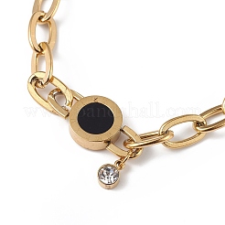 Strass di cristallo e braccialetto a maglie smaltate con numeri romani&nbsp;BJEW-G669-08G