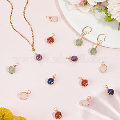20 stücke 5 arten natürliche aventurin & rose quarz & gefärbt blau tigerauge & red jasper & amethyst anhänger&nbsp;PALLOY-BM00002