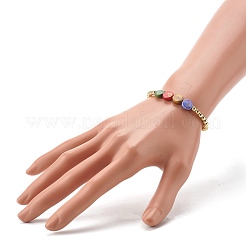Bracciali elasticizzati con perline acriliche piatte rotonde&nbsp;BJEW-JB06677