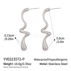 Wellenförmige Hängeohrringe aus Edelstahl 304 für Damen&nbsp;LS-XZ4917-2