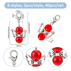 40 stücke 8 stile engel glas & legierung anhänger dekorationen&nbsp;HJEW-FH00076