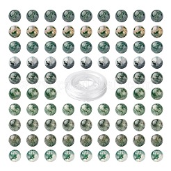 100pcs 8mm natürliche Moosachat runde Perlen&nbsp;DIY-LS0002-07