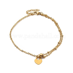 Bracelet de cheville à breloques en acier inoxydable 304 avec chaînes satellites pour femme&nbsp;AJEW-C021-06