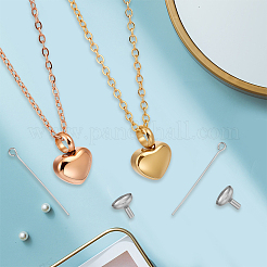 2 collier urne funéraire en forme de cœur en acier inoxydable 304&nbsp;NJEW-CN0001-28B