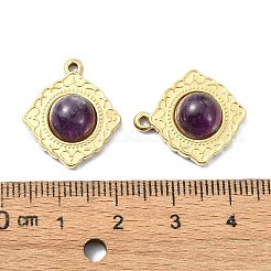 Pendentifs en losange teints en jade blanc naturel&nbsp;STAS-L022-339G-03