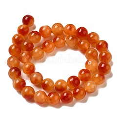 Naturels teints en blanc perles de jade brins&nbsp;G-M402-C04-20