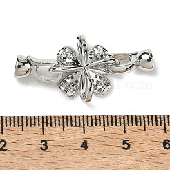 Fleur de placage en rack en laiton pavé de zircone cubique claire fermoirs à rabattre&nbsp;KK-E080-01P