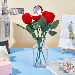Beflockte Rosenfingerringboxen aus Kunststoff&nbsp;CON-DR0001-02