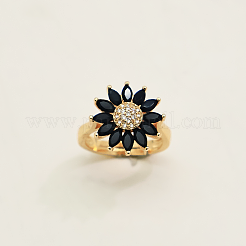Anillos abiertos ajustables de latón con micropavé de circonita cúbica para mujer&nbsp;YI2958-1