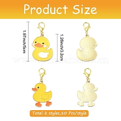 20 colgante de aleación de pato con 2 estilos de esmalte decorativo&nbsp;HJEW-YW00368