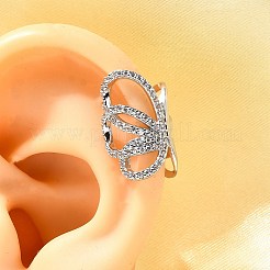 Orecchini a farfalla in ottone micro pavé con zirconi cubici trasparenti&nbsp;EJEW-P322-16P