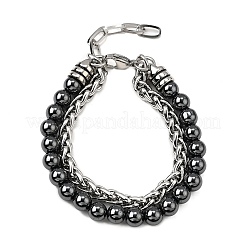 Braccialetti multifilo con perline rotonde di pietre preziose naturali&nbsp;BJEW-D330-02P