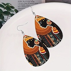 Tropfenförmige Ohrringe aus Acryllegierung mit Menschenmuster&nbsp;FS-WGD41F0-01