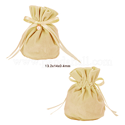 Samtschmucktaschen mit Kordelzug und Plastikimitatperle&nbsp;LS-TP-CJC0001-03I