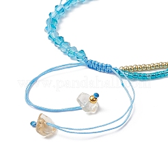 Bracelets de perles tressées en verre bicône à facettes avec perles de rocaille rondes en verre&nbsp;BJEW-MZ00164-03