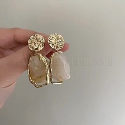 Boucles d'oreilles pendantes ovales avec alliage de résine rond et plat&nbsp;FS-WGEC5E2-01
