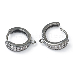 Reperti per orecchini a bottone in zircone chiaro con micro pavé di ottone&nbsp;ZIRC-L097-024B