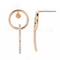 Messing Micro Pave klarer Zirkonia baumeln Ohrstecker Zubehörse&nbsp;KK-T062-72G-NF