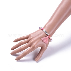Bracciali elasticizzati fatti a mano in perle di argilla polimerica&nbsp;BJEW-JB05086