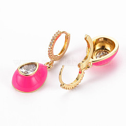 Orecchini a cerchio huggie in zirconi cubici trasparenti micro pavè&nbsp;EJEW-T046-41D-NF