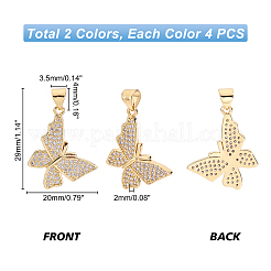8pcs 2 colores latón micro pave colgantes de circonita cúbica transparentes&nbsp;ZIRC-FH0001-28