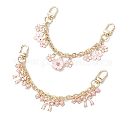 2 pz 2 stili lega rosa smalto fiore fiocco pendente catena cavo borsa catene decorative&nbsp;AJEW-BA00148