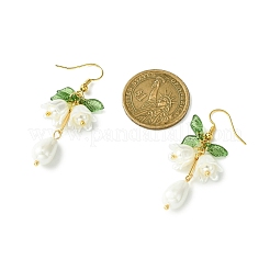 Orecchini pendenti con perle naturali e fiori acrilici&nbsp;EJEW-TA00319