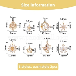 16pcs 8 styles pendentifs en laiton micro pavé de zircone cubique&nbsp;KK-DC0002-83