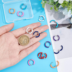 7 paire de boucles d'oreilles créoles épaisses en acier inoxydable 304 de 7 couleurs avec émail pour femmes&nbsp;EJEW-DC0001-19