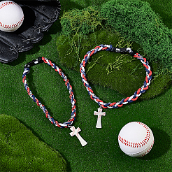 2 Stück Edelstahl-Baseball-Kreuz-Anhänger&nbsp;NJEW-UN0001-83