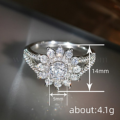 Messing-Fingerringe mit Mikropflaster und klarem Zirkonia für Damen&nbsp;WG798F9-01