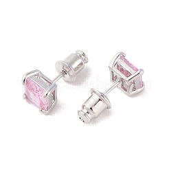 Aretes de latón chapado en rack con micro pavé de circonitas cúbicas&nbsp;EJEW-I304-01P-03