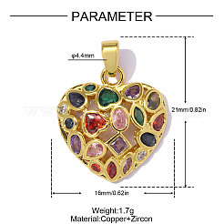 Pendenti in zirconi cubici colorati in micro pavè di ottone&nbsp;CU-OY002-04G