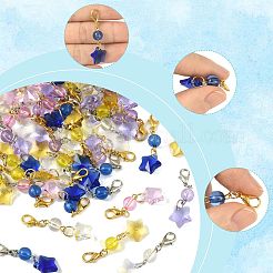 50 decorazione pendente a forma di stella in vetro e acrilico&nbsp;HJEW-FS00046