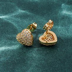 Pendientes de tuerca de circonio cúbico con micro pave de latón&nbsp;EJEW-F418-08G