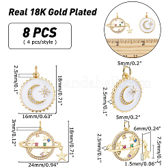 8pcs 2 pendentifs en laiton micro pavé de zircone cubique de style&nbsp;ZIRC-AR0001-14