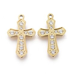 Ciondoli a croce piccoli in acciaio inossidabile chirurgico 316 con zirconi cubici&nbsp;X-STAS-F256-018G