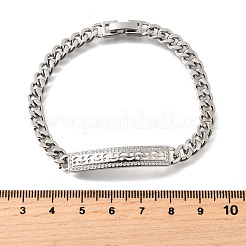 Bracciali a maglie rettangolari in ottone micro pavé di zirconi cubici trasparenti&nbsp;BJEW-F498-01B-P