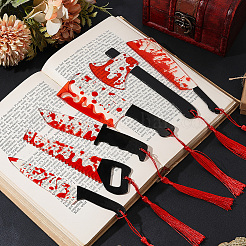 6 Stück 6 Stile Blut Acryl Lesezeichen mit Quaste&nbsp;AJEW-CP0009-56