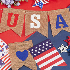 1 Stück Wort USA Leinen Hängebanner Fahnen&nbsp;AJEW-SP0001-61